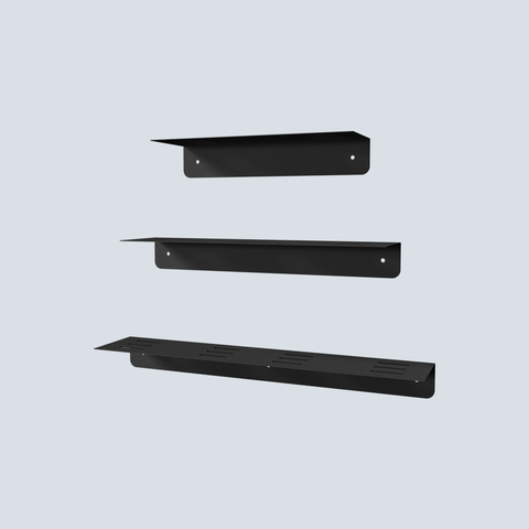 Set of three modern floating wall shelves for bathroom storage and décor ثلاث رفوف حائط عائمة حديثة لتخزين الحمام والديكور