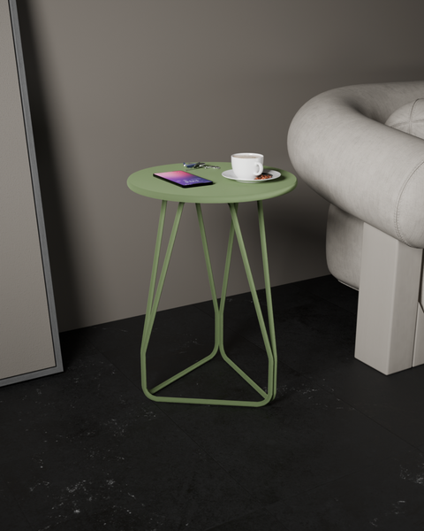 Open wire metal side table with minimalist modern design for living room or bedroom طاولة جانبية سلكية بتصميم معدني بسيط وعصري لغرفة المعيشة أو النوم