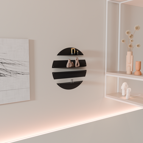 Circular modern shelving unit for décor books and plants وحدة رفوف دائرية حديثة للديكور والكتب والنباتات