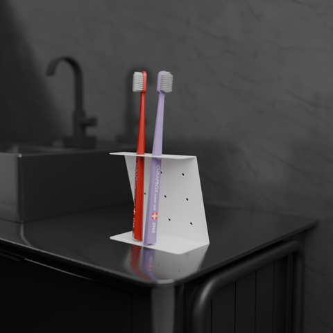 Modern minimalist toothbrush holder for bathroom counters to organize brushes and razors حامل فرشاة أسنان مودرن بسيط لعدادات الحمام لتنظيم الفرش والموسات