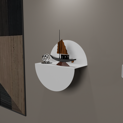 Slim modern wall mounted decor shelf for organizing small items in tight spaces رف حائطي ديكور مودرن نحيف لتنظيم الأغراض الصغيرة في المساحات الضيقة