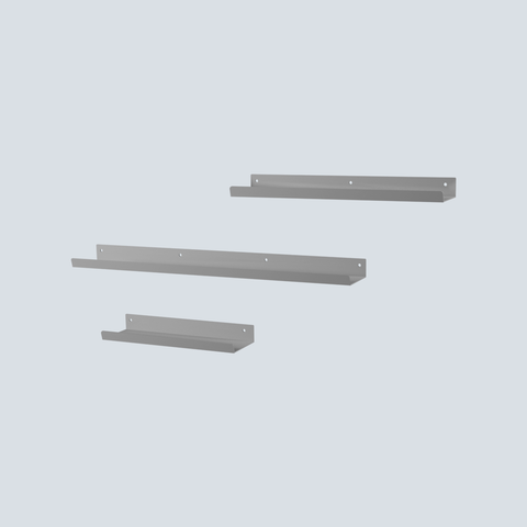 Set of three modern metal shelves for décor books and essentials طقم من ثلاثة رفوف معدنية حديثة للديكور والكتب والأغراض