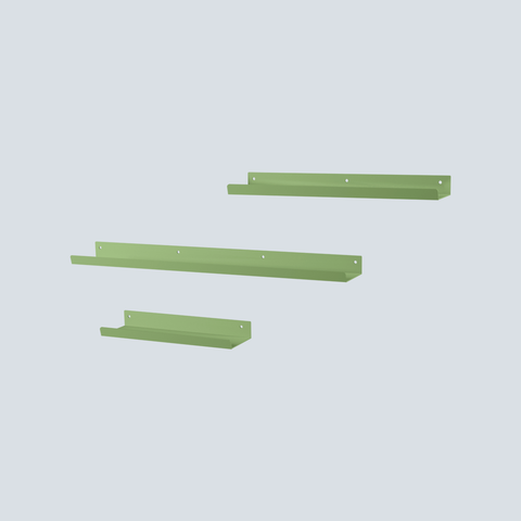 Set of three modern metal shelves for décor books and essentials طقم من ثلاثة رفوف معدنية حديثة للديكور والكتب والأغراض