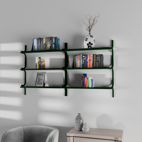Spacious wall mounted stainless steel shelf organizer for home office or bathroom رف حائطي واسع من ستانلس ستيل لتنظيم الأغراض في المنزل أو المكتب أو الحمام