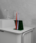 Modern minimalist toothbrush holder for bathroom counters to organize brushes and razors حامل فرشاة أسنان مودرن بسيط لعدادات الحمام لتنظيم الفرش والموسات