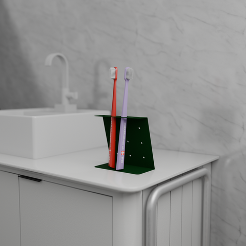 Modern minimalist toothbrush holder for bathroom counters to organize brushes and razors حامل فرشاة أسنان مودرن بسيط لعدادات الحمام لتنظيم الفرش والموسات