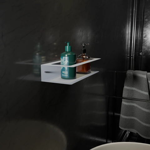 Modern stainless steel shampoo holder for bathroom storage of bottles and toiletries حامل شامبو ستانلس ستيل مودرن لحفظ الزجاجات والأغراض في الحمام