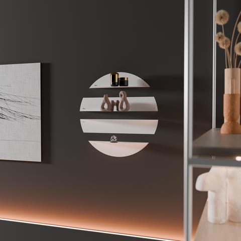 Circular modern shelving unit for décor books and plants وحدة رفوف دائرية حديثة للديكور والكتب والنباتات