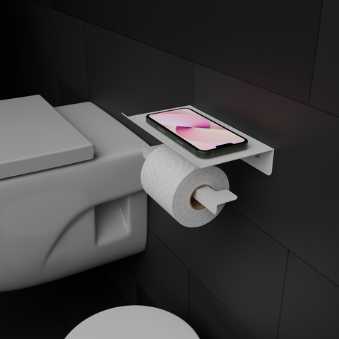 Compact modern toilet paper holder with space saving design for small bathrooms حامل ورق تواليت مدمج بتصميم يوفر المساحة للحمامات الصغيرة