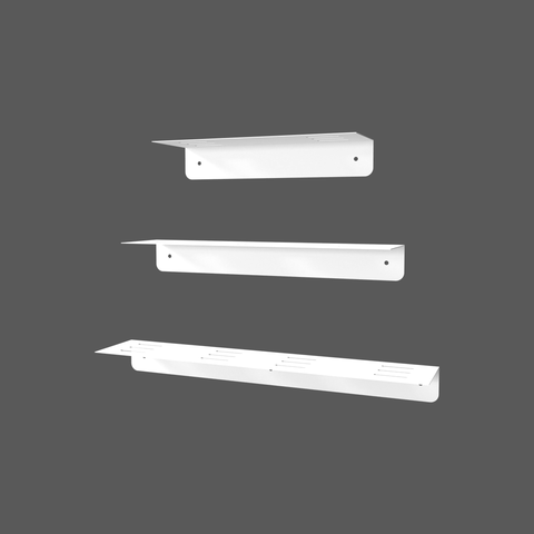 Set of three modern floating wall shelves for bathroom storage and décor ثلاث رفوف حائط عائمة حديثة لتخزين الحمام والديكور