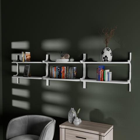 Spacious wall mounted stainless steel shelf organizer for home office or bathroom رف حائطي واسع من ستانلس ستيل لتنظيم الأغراض في المنزل أو المكتب أو الحمام