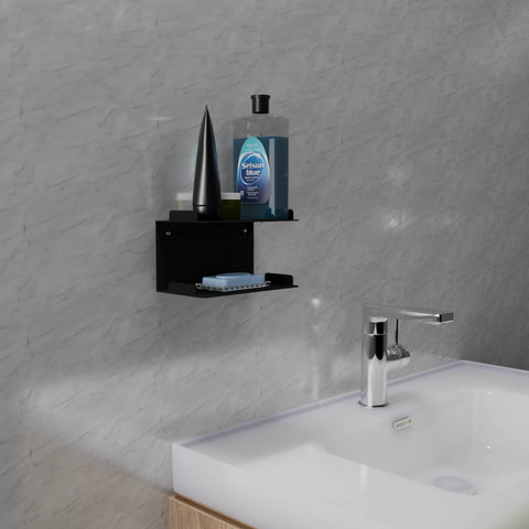 Stainless steel wall mounted soap holder for organizing soap and bath items حامل صابون من ستانلس ستيل مثبت على الحائط لتنظيم الصابون وأغراض الحمام