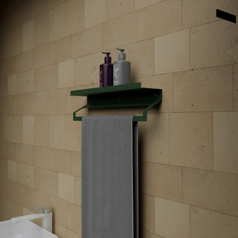 Large wall mounted stainless steel bathroom storage shelf for towels and essentials رف تخزين كبير مثبت على الحائط من ستانلس ستيل للمناشف والأغراض الكبيرة