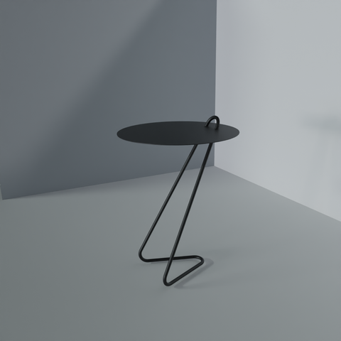 Angolo modern side table featuring a sleek black metal design, perfect for minimalist and contemporary spaces.
