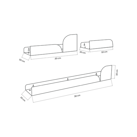 Set of three modern floating wall shelves for bathroom storage of toiletries and small items طقم ثلاث رفوف حائط عائمة مودرن لتخزين أدوات الحمام والأغراض الصغيرة