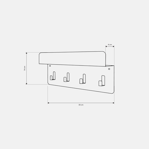 Slim modern wall mounted shelf for keys mail and small essentials رف حائطي عصري نحيف للمفاتيح والبريد والأغراض الصغيرة