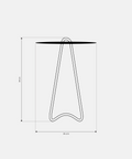 Angolo Modern Metal side table dimensions showcasing a minimalistic design with a height of 54 cm and diameter of 36 cm.