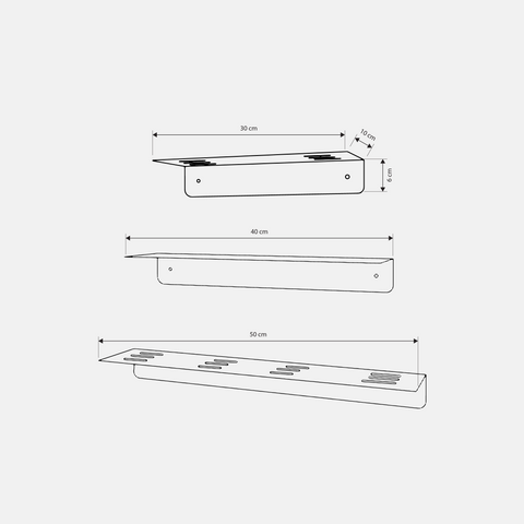 Set of three modern floating wall shelves for bathroom storage and décor ثلاث رفوف حائط عائمة حديثة لتخزين الحمام والديكور